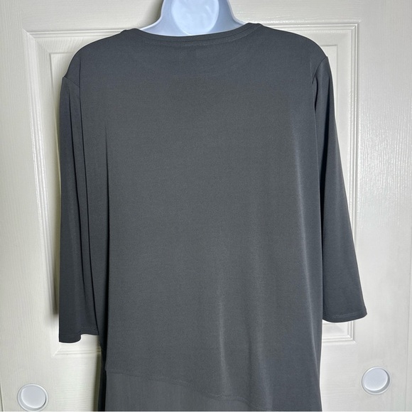 Eileen Fisher XXS 100% Silk Crepe Tunic Asymmetrical Blouse Top Long Sleeve Fall - Picture 10 of 13